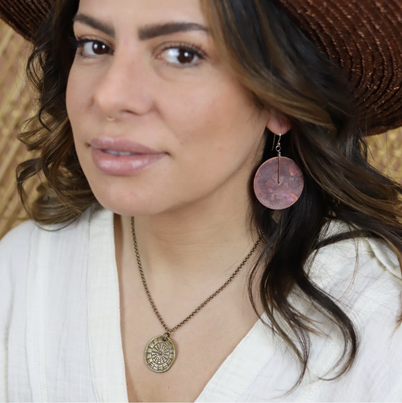 Copper Disc Earrings by jenkahnjewelry