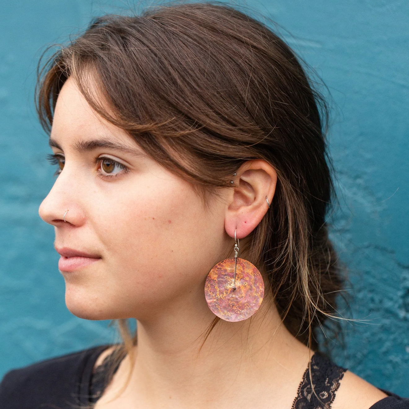 Copper Disc Earrings by jenkahnjewelry