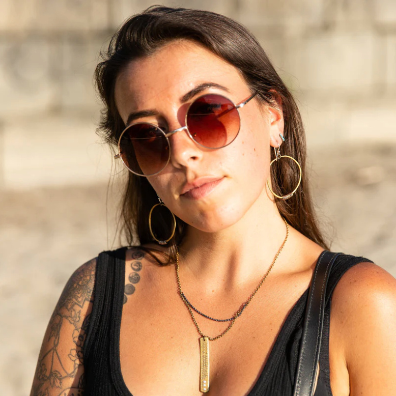 Brass Hoop Earrings with Heishi by jenkahnjewelry