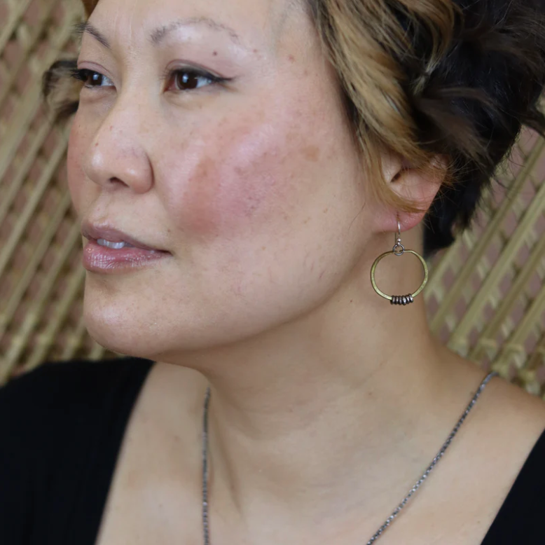 Brass Hoop Earrings with Heishi by jenkahnjewelry