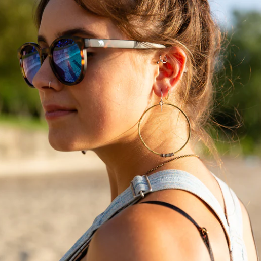 Brass Hoop Earrings with Heishi by jenkahnjewelry