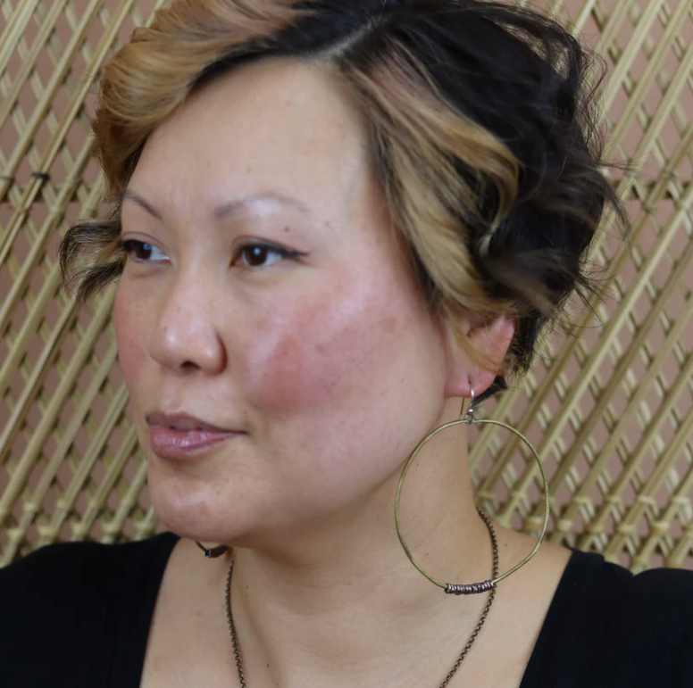 Brass Hoop Earrings with Heishi by jenkahnjewelry