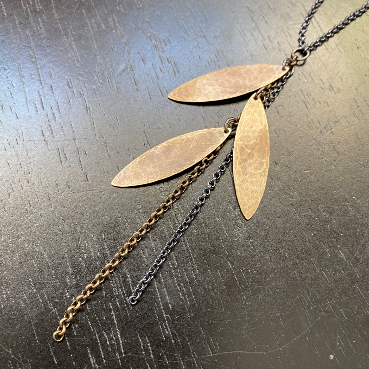 Metal Feather Necklace by jenkahnjewelry