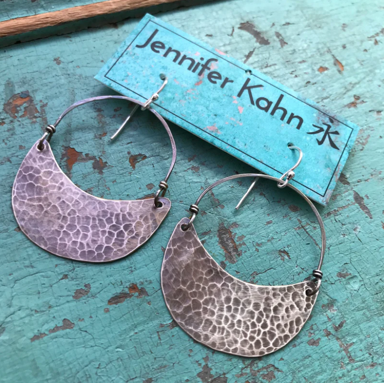 Silver Crescent Earrings by jenkahnjewelry