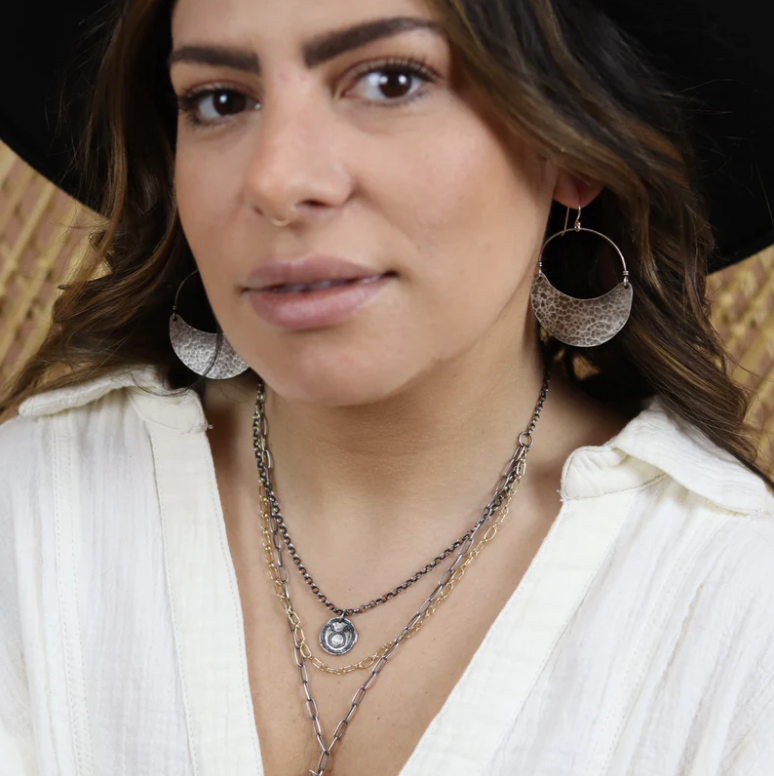 Silver Crescent Earrings by jenkahnjewelry