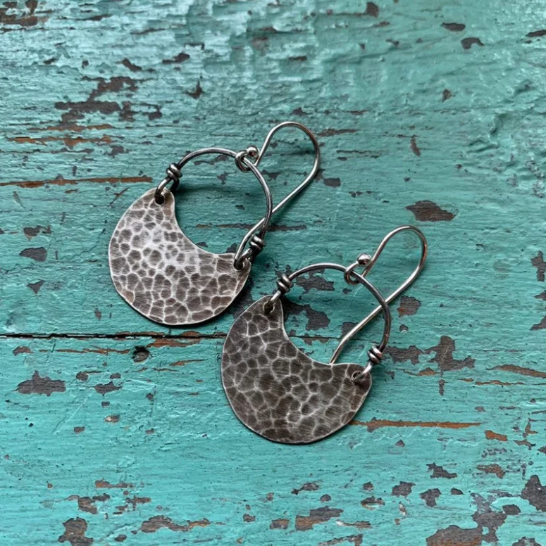 Silver Crescent Earrings by jenkahnjewelry