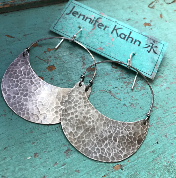 Silver Crescent Earrings by jenkahnjewelry