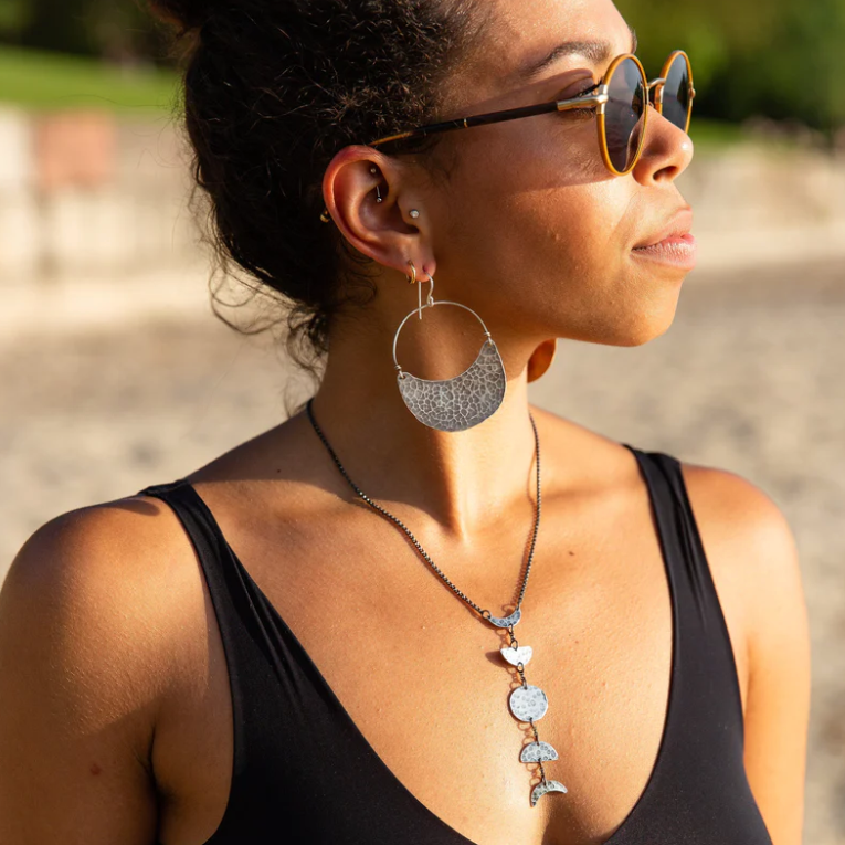 Silver Crescent Earrings by jenkahnjewelry