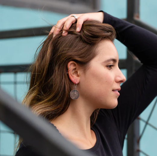 Brass Disc Earrings by jenkahnjewelry