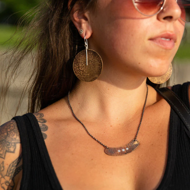 Brass Disc Earrings by jenkahnjewelry