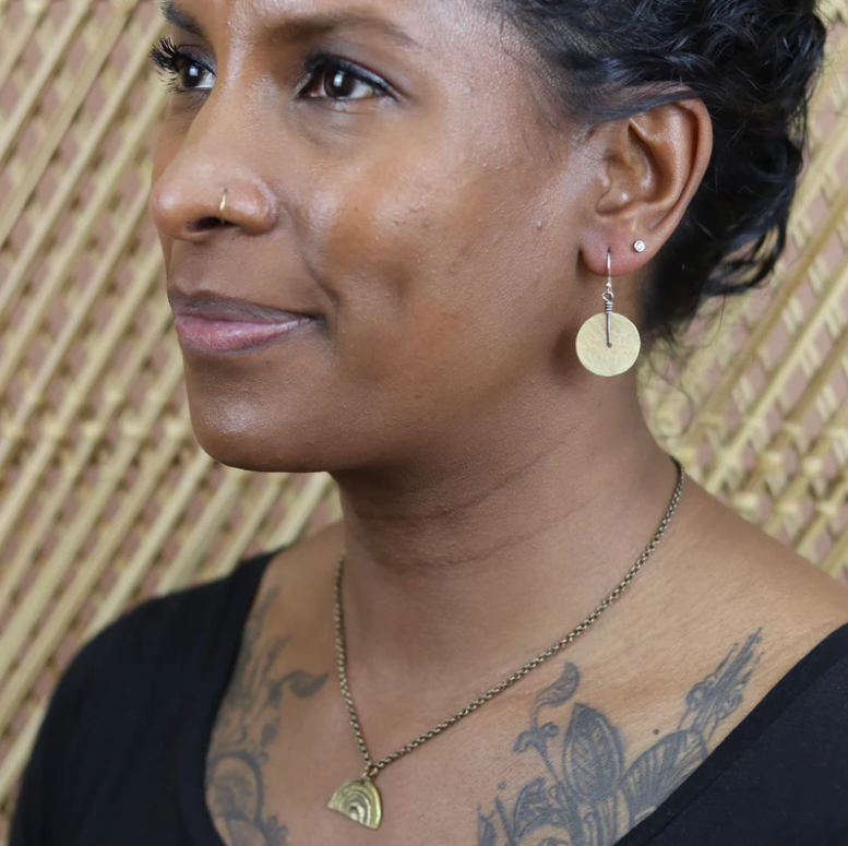 Brass Disc Earrings by jenkahnjewelry