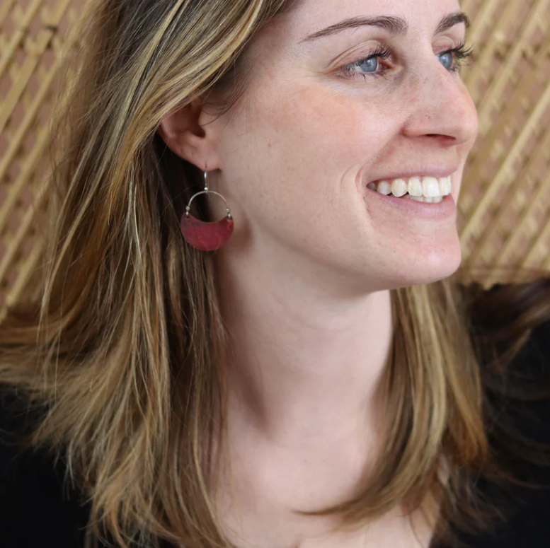 Copper Crescent Earrings by jenkahnjewelry