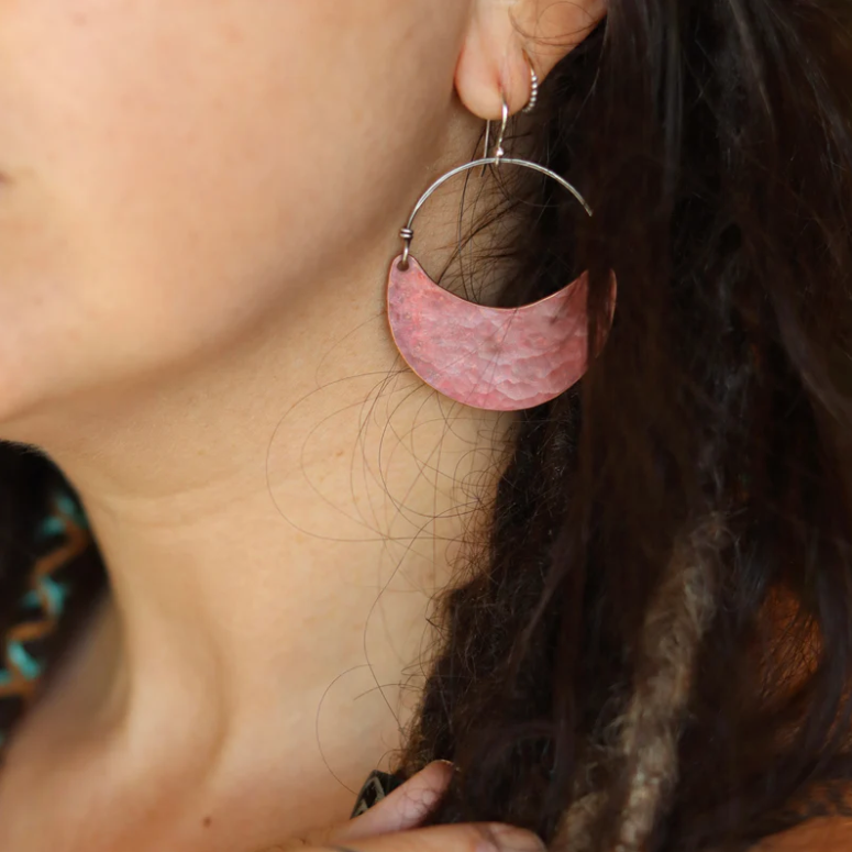 Copper Crescent Earrings by jenkahnjewelry