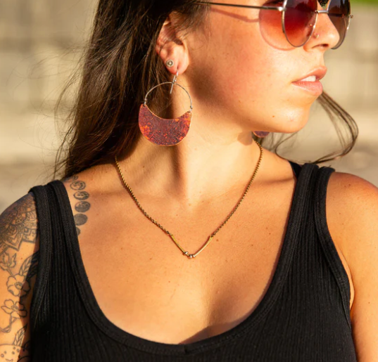 Copper Crescent Earrings by jenkahnjewelry