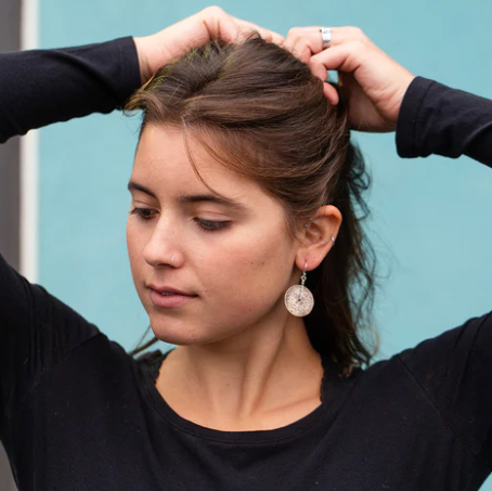 Silver Disc Earrings by jenkahnjewelry