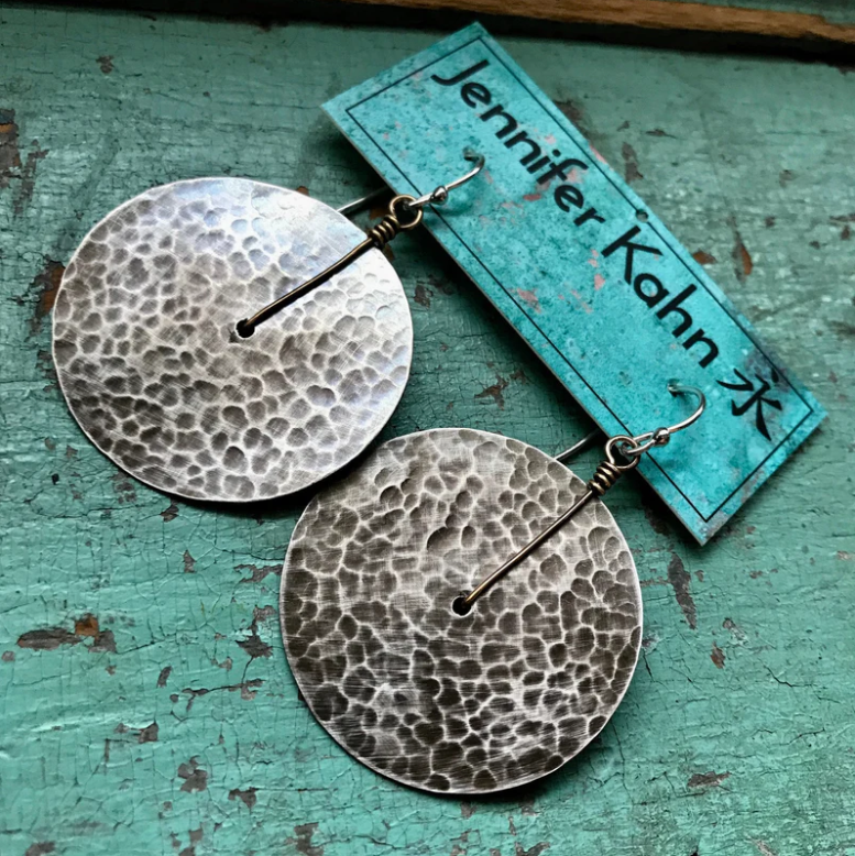Silver Disc Earrings by jenkahnjewelry