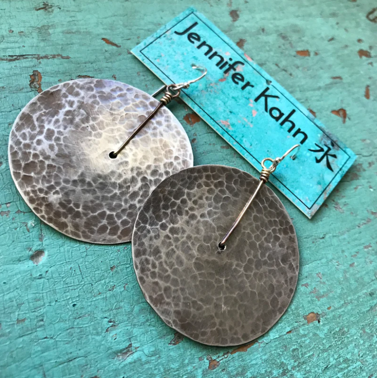 Silver Disc Earrings by jenkahnjewelry