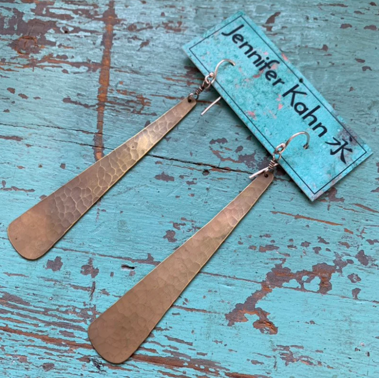 Brass Taper Earrings by jenkahnjewelry
