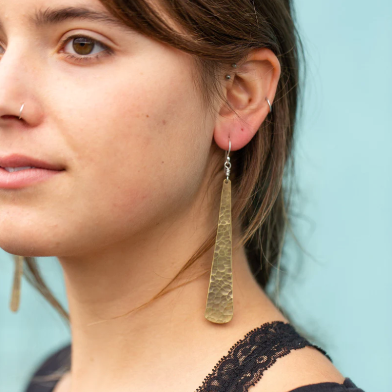 Brass Taper Earrings by jenkahnjewelry