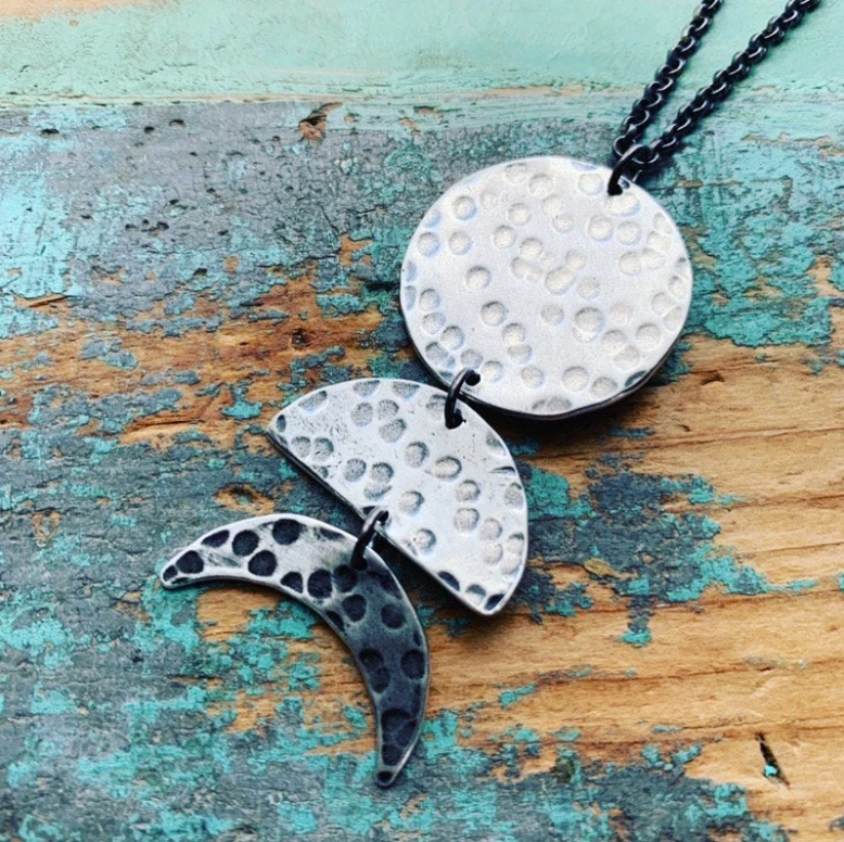Silver Vertical Moon 3-Phase Necklace: Choice of large or small moons! by jenkahnjewelry