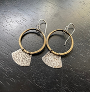 Keyhole Mezzaluna Earrings with Brass Hoops by jenkahnjewelry