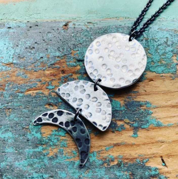 Silver Vertical Moon 3-Phase Necklace: Choice of large or small moons! by jenkahnjewelry