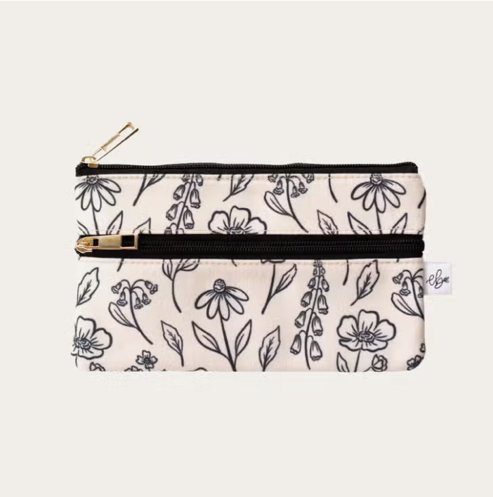 Ivory Pressed Floral Pencil Pouch by Wild Lark