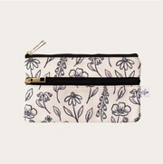 Ivory Pressed Floral Pencil Pouch