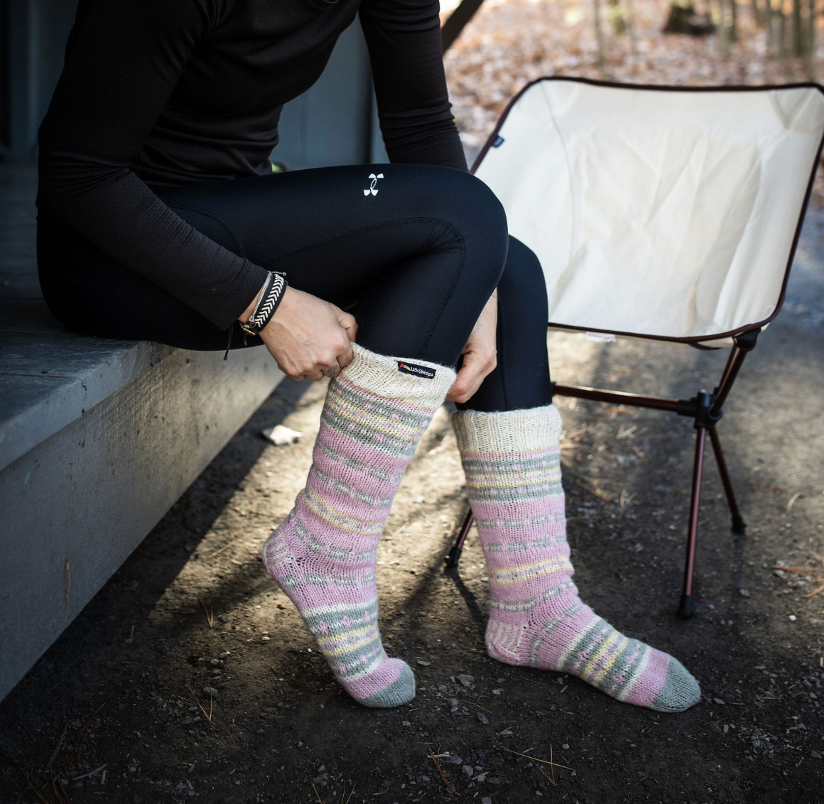 Sherpa Socks | pink/grey by US Sherpa
