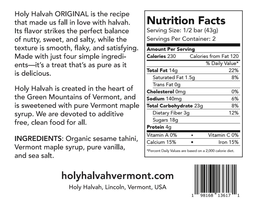 Holy Halvah - Organic Sesame Tahini with Pure Vermont Maple Syrup - Holy Halvah