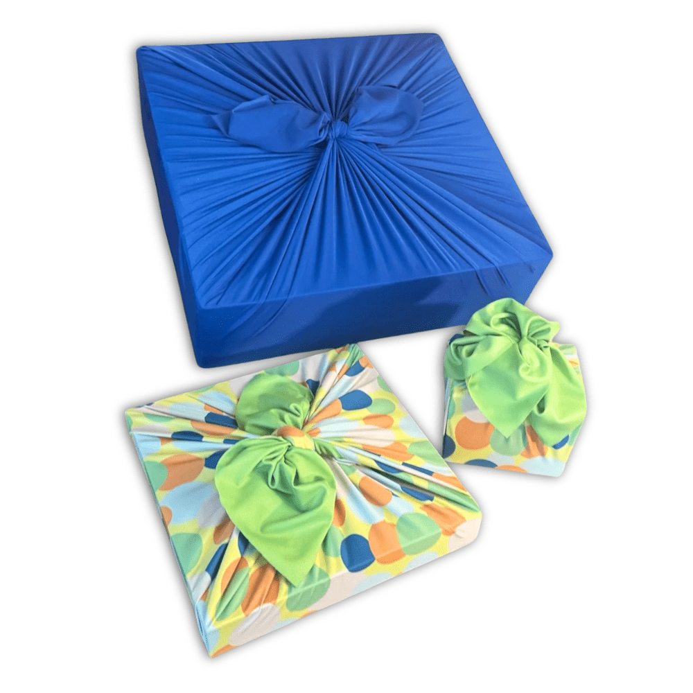 Set of 3 (S, L, XL) Reusable Cloth Furoshiki Gift Wrap | Polka Dot & Deep Blue by Shiki Wrap