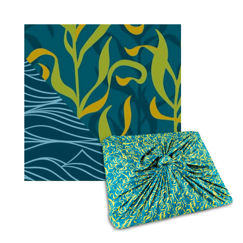 Large Reusable Cloth Furoshiki Gift Wrap | Kelp & Waves by Shiki Wrap