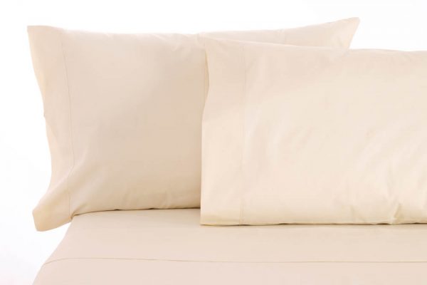 Two pillows on Sleep and Beyond Organic Sheets in white