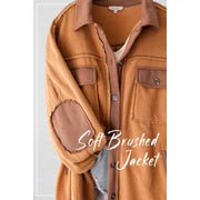 Soft-Brushed Button-Down Fleece Shacket (Camel)