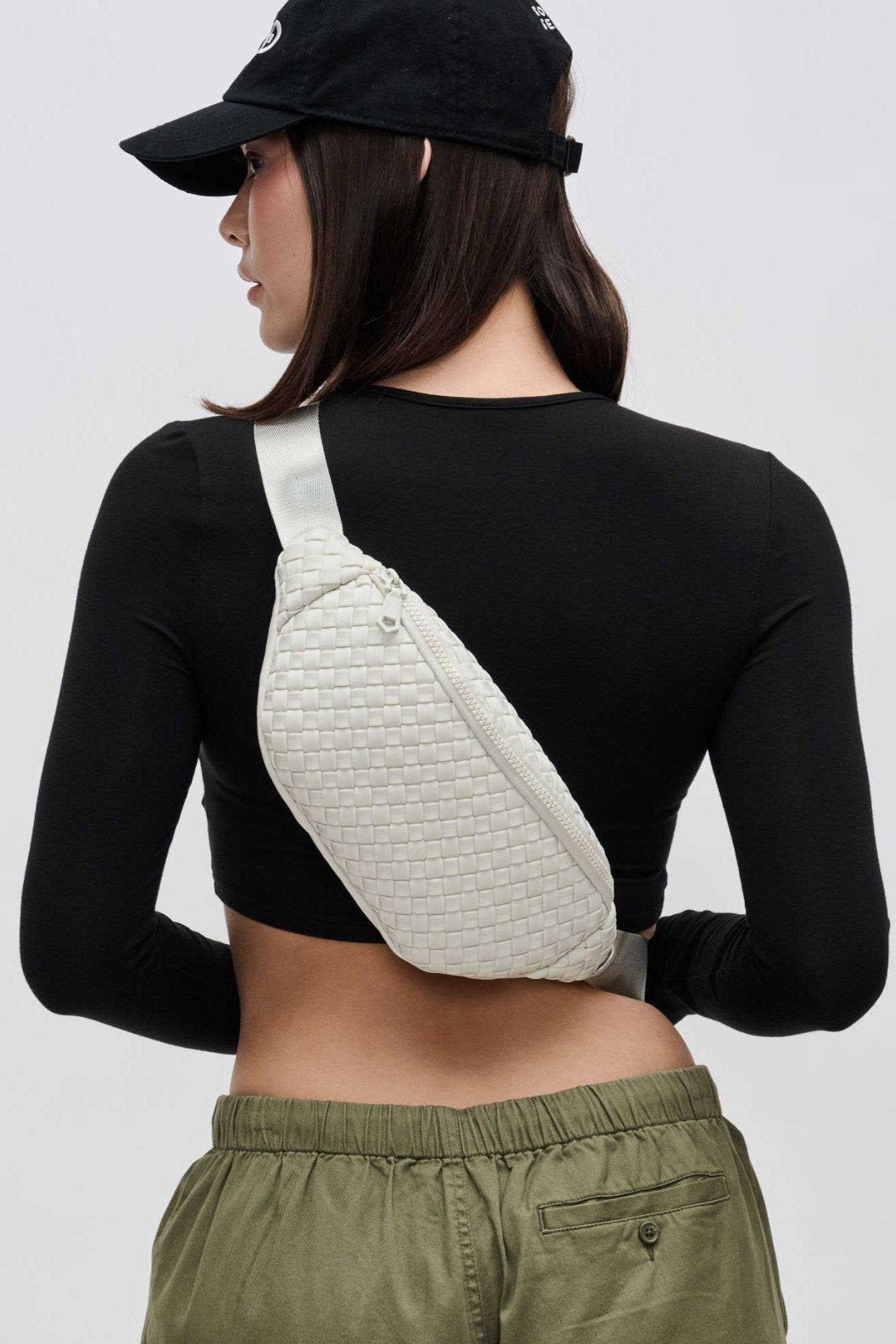 Sol and Selene Aim High Woven Neoprene Belt Bag: Bone by Dear Lucy