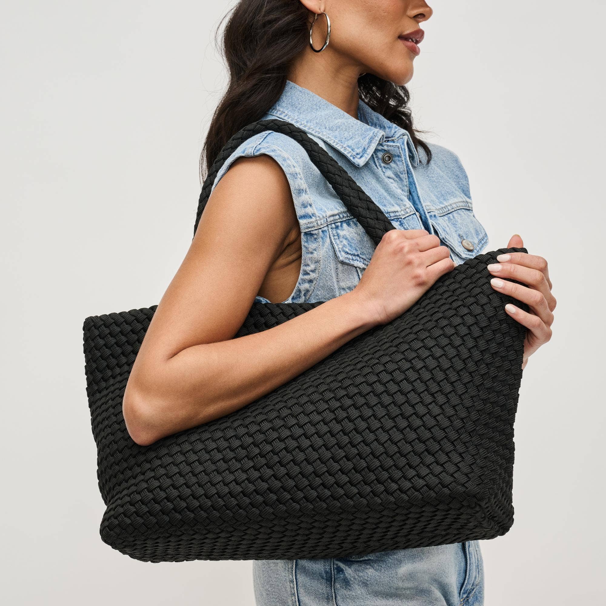 Sol and Selene Sky's The Limit - Large Woven Sustainable Tote: Black by Dear Lucy