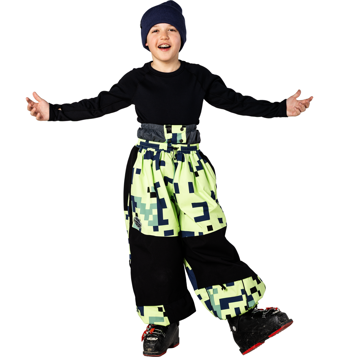 Kids Steeze 2L Shell Pants - Lime Block Camo