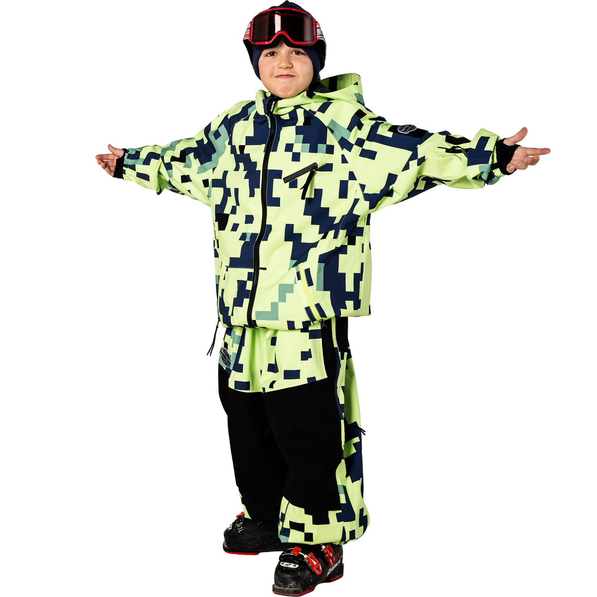 Kids Steeze 2L Shell Jacket - Lime Block Camo
