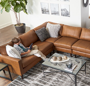 Trafton Sectional "L" Configuration Rust Leather LS (LAF) + W + LS (RAF) by Homeportonline
