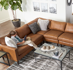 Trafton Sectional "L" Configuration Rust Leather LS (LAF) + W + LS (RAF) by Homeportonline