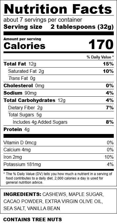 Cacao Cashew Spread - 4 lb