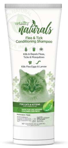 Vetality Naturals Flea & Tick Conditioning Shampoo for Cats 8 fl oz