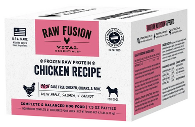 Vital Essentials FUSION Dog Food Frozen Raw Patties Chicken 10 patties 4.7lbs