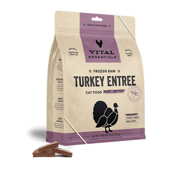 Vital Essentials Cat Food Mini Patties Raw Frozen Turkey, 28oz