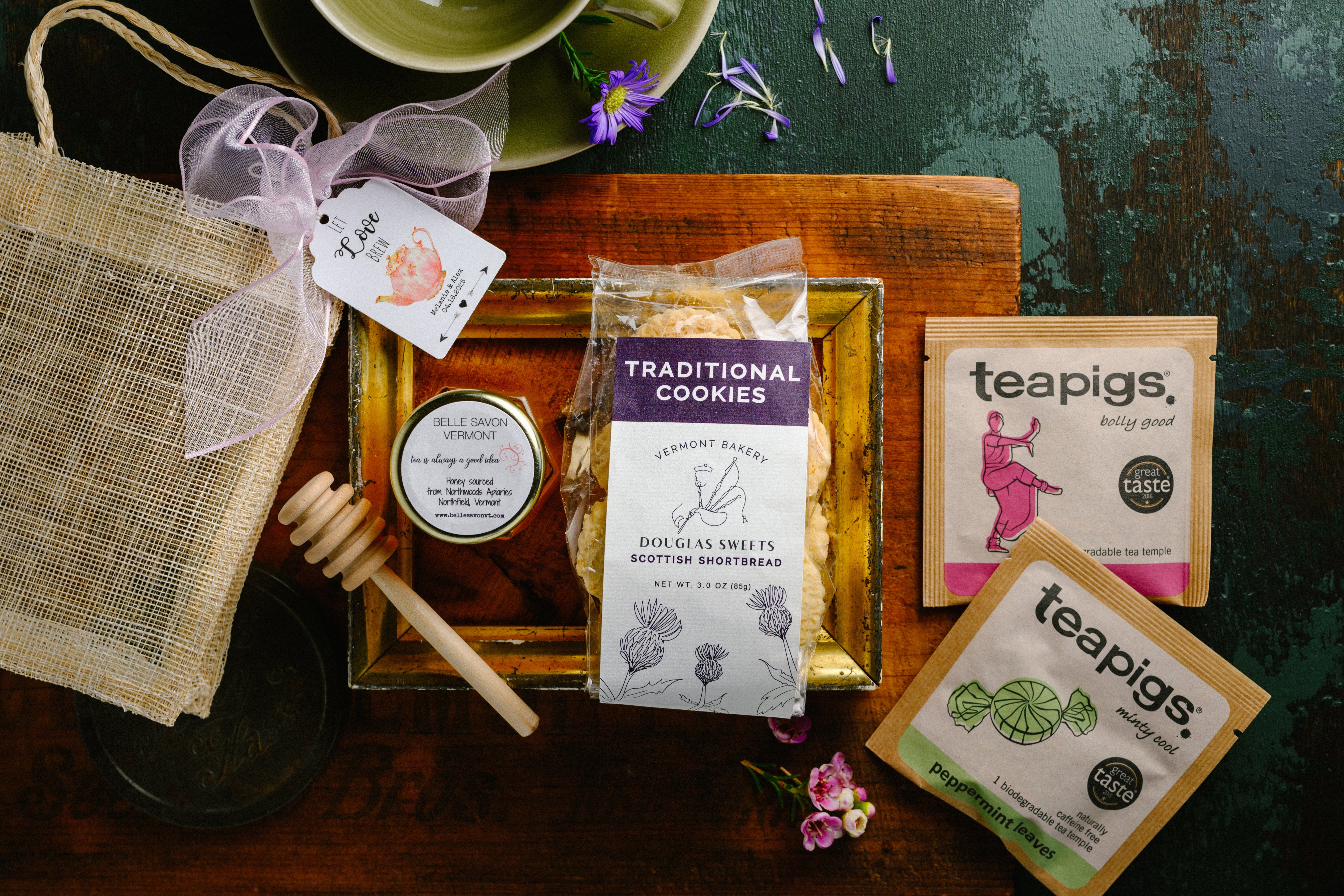 Tea Party Favor-Shortbread/Macaron and Honey-Wedding-Bridal Shower-Baby Shower-Belle Savon Vermont by Belle Savon Vermont