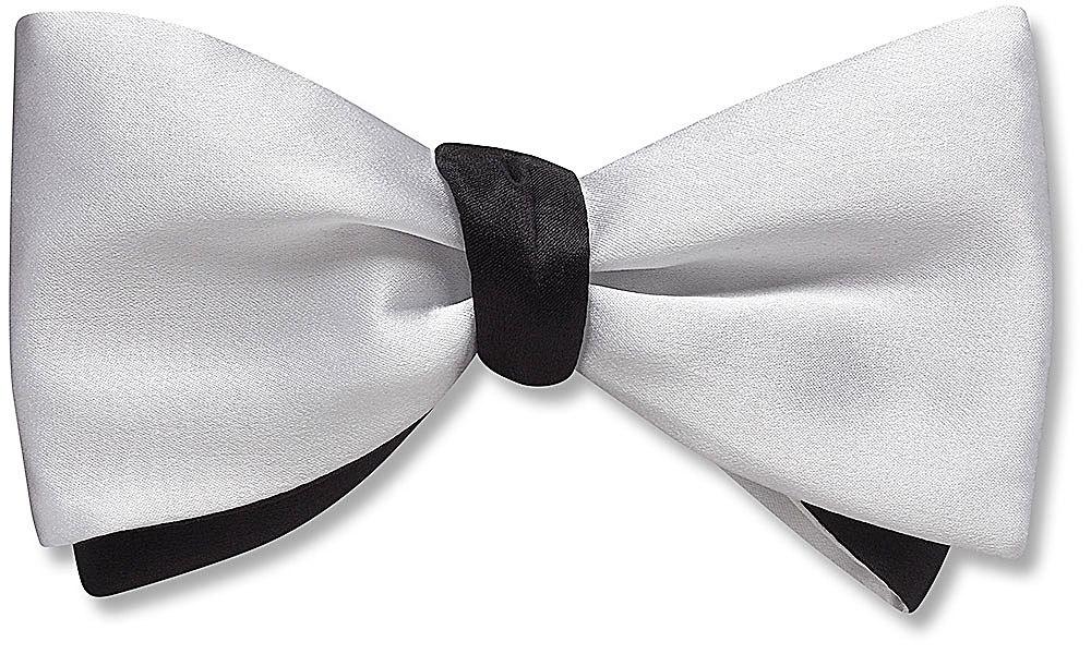 White/Black Charmeuse - Reversible bow ties