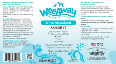 Wee Away Absorb It Powder Ocean Breeze 10oz