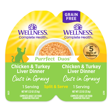 Wellness Can Cat Complete Health Duo Grain Free Chic Turkey Liver Gravy 2.64oz