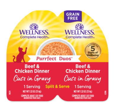 Wellness Can Cat Complete Health Duos Cuts in Gravy Beef Chicken 2.64oz
