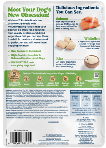 Wellness Wet Dog Protein Bowls Salmon, Whitefish & Rice 6.2oz